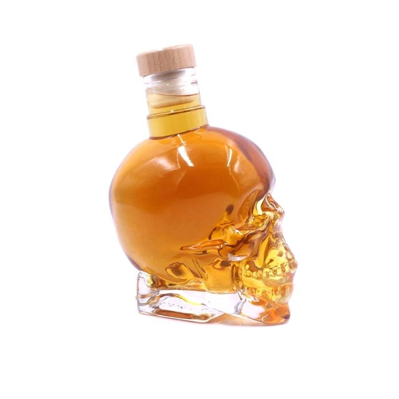 crystal skull glass bottle